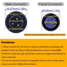 Waterproof Power Cable, 3 Pin 13AWG 2.5mm2 Waterproof Connector Power Extension Cable, 1m 3.2ft IP65 Par Light Outdoor Power Cord for Powercon Connector Output Hand in Hand Stage Lights