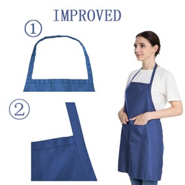 LOYHUANG Blue Aprons Bulk for Women Girls with 2 Pockets-Chef Restaurant Kitchen Plain Aprons, Art Artist Painting Cooking Grilling Kitchen Apron (16, Dark Blue-16pcs)