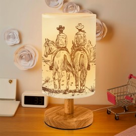 Imvertu Western Cowboy Bedside Table Lamp for Bedroom with USB Port (Beige)