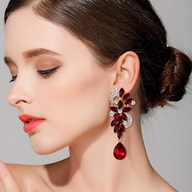 Clearine Women's Bohemian Boho Crystal Flower Wedding Bridal Chandelier Teardrop Bling Long Screw Back Clip On Earrings, Crystal Alloy Steel, Crystal