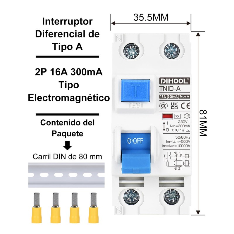 DIHOOL RCD Type A fi Circuit Breaker Residual Current Circuit