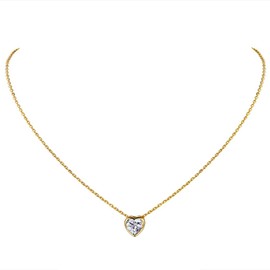 925 Sterling Silver Gold Plated Heart Necklace, Women's Pendant, Minimalist Dainty Heart Shaped Necklace