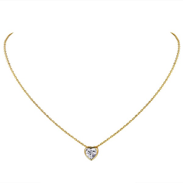 925 Sterling Silver Gold Plated Heart Necklace, Women's Pendant, Minimalist