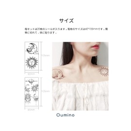 Oumino Tattoo Stickers, Set of 20, Celestial Sun Space Nature Tattoo Body Stickers Waterproof Easy to Apply Cool Long Lasting Cool Tattoos