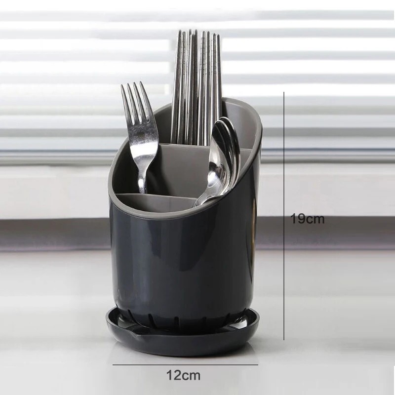 Chopstick Holder with Drain Plate for Kitchen - Divided Utensil