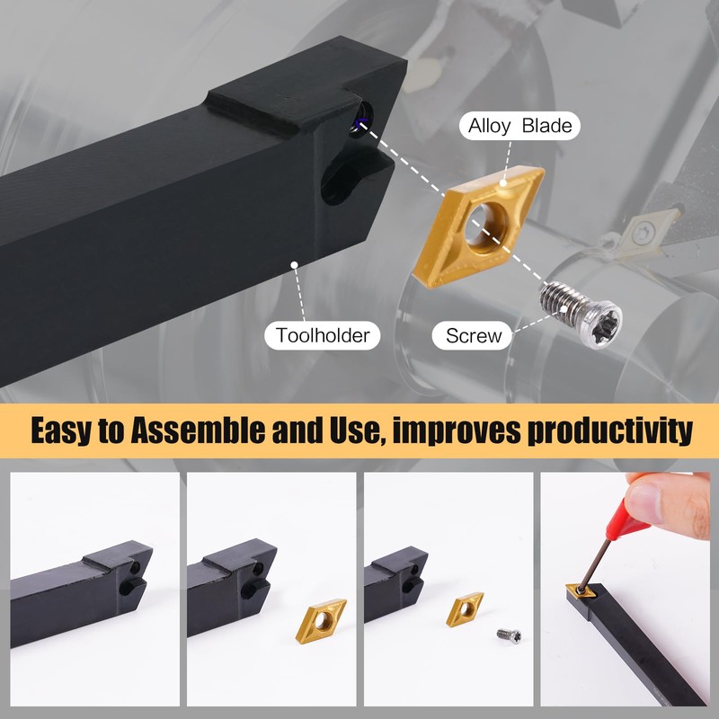 CHAWNIAO Indexable Lathe Turning Tool 21Pcs Kit 1/2" (12mm) Shank,