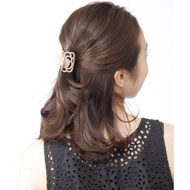 VINGTAINE Rose Hair Claw Openwork Pattern Simple Office Hair Clip Hair Accessories Pink H7133-PK-