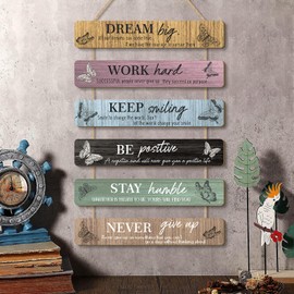 HPUINB Inspirational Quotes Wall Art,Motivational Decor Family Wall Art Wood,Rainbow Office Motivational Wall Art for Nursery,Positive Wall Decorations For Kids Bedroom Decor (Dream big)