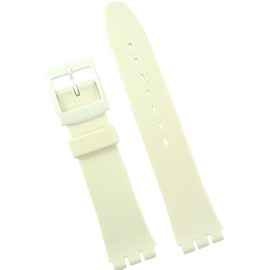 New 17mm (20mm) Sized Resin Strap Compatible for Swatch® Watch - White - RG14W