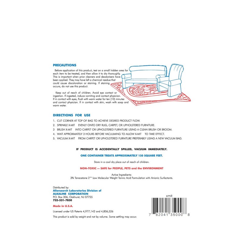 Allersearch X-Mit Anti-Allergen Carpet Cleaning Powder