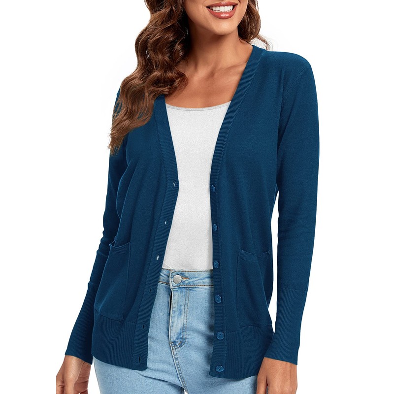 Urban CoCo Women's Long Sleeve Button Down Basic Cardigan Sweater