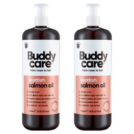 Buddycare Salmon Oil - 1L x2 - Natural Supplement for Dogs & Cats - Rich in Omega-3 Fatty Acids for a Healthy Coat and Skin