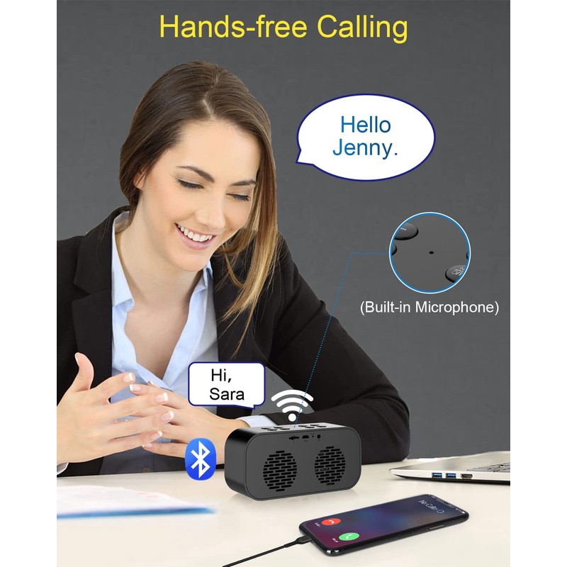 AFK Alarm Clock with Bluetooth Speaker for Bedroom/Office,Small Digital Clock