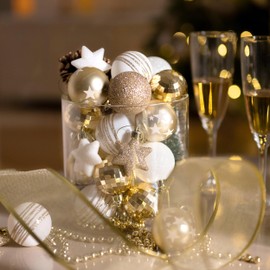 Valery Madelyn Gold White Christmas Baubles Tree Decorations - 35pcs 5cm Shatterproof Balls Ornaments for Xmas