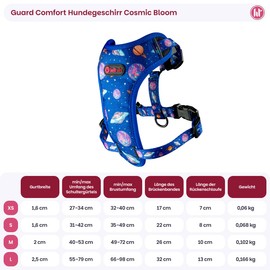 Helltails Anti-Pull Dog Harness for Small Dogs, Padded, No Absorb, Breathable Dog Harness, Reflective Chest Harness, Adjustable and Adjustable, Dog Harness, Cosmic Bloom - S