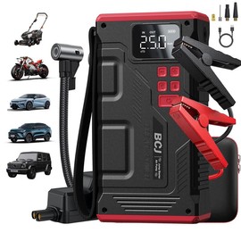 【5-in-1】6000A BCJ Portable Car Battery Jump Starter with Air Compressor(10L Gas/9.0L Diesel), 12V 150PSl Digital Tire Inflator, LED Light
