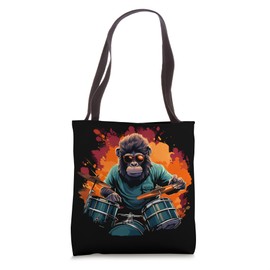 Monkey Playing Drums - Animal Monkey Lover Drum set Tote Bag