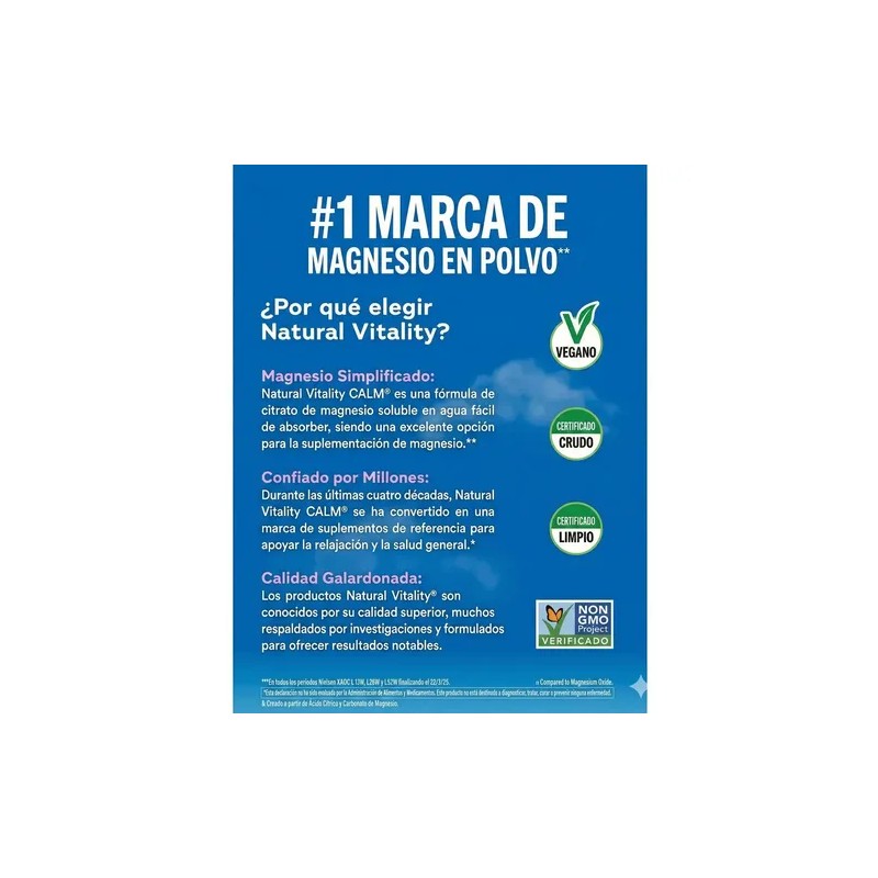 Natural Vitality Calm Magnesio en Polvo Magnesium Citrate Powder, Raspberry