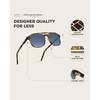 WearMe Pro Polarized Double-Bridge Large Rectangular Men's Sunglasses (Tortoise/Gradient Blue