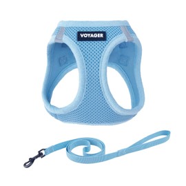 Voyager Step-in Air Cat Leash Harness Set - All Weather Mesh, Step in Vest Harness for Small and Large Cats by Best Pet Supplies - Baby Blue, M (Chest 15-17")