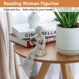 Cyrank Reading Woman Figurine Decoration for Shelf, Small Reading Women Shaped Sculpture, Abstract Reading Figure, Sculptures, Innovative Lady Shaping Cellulose Office, Study, Bookshelf Ornaments