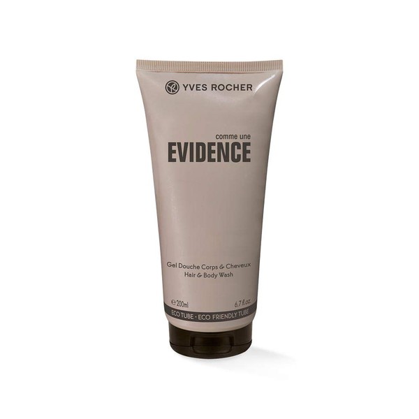 Yves Rocher COMME UNE EVIDENCE Homme Shower Shampoo, Sensual Scented 2-in-1 Gel for Body and Hair, 1 x 200 ml Tube