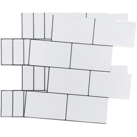 Crystiles 12"x12" Subway White Vinyl Peel and Stick Tile Backsplash, Backsplash Protector, Pro Series Thicker Version,4-Sheet Pack
