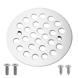 4-1/4“ Shower Strainer Drain Trim Set, Screw-in Shower Strainer Drain Cover, Shower Floor Replacement Cover Bathroom Drain Strainers (Chrome Plated)