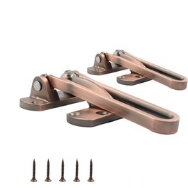 AUXBC 2 PCS Swing Bar Door Lock Latch, Zinc Alloy Safety Lock for Front and Inside Door, Heavy Duty Home Security Door Lock for Kids Home Hotel, Red Bronze