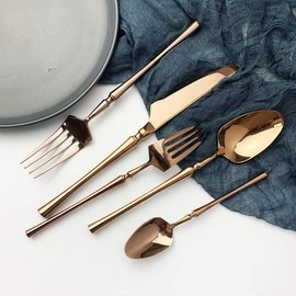 JASHII 20-piece 18/10 Stainless Steel Rose Gold Flatware/Cutlery/Tableware Set Service for 4 Person, Include Knife/Fork/Spoon, Mirror Polished (Rose)