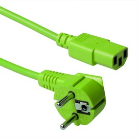 ACT IEC Cable 5 m, C13 Cable, PC Power Cable, CEE 7/7 to C13 3 Pin - Protective Contact - AK5405 Green