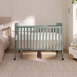 Dream On Me Carson Classic 3 in 1 Convertible Crib in Meadow Green, GreenGuard Gold & JPMA Certified Baby Crib, Comes with Locking Wheels, Coverts from Crib to Day Bed and Kids Sofa