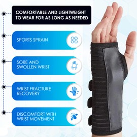 YOLONCE Wrist Support for Carpal Tunnel Syndrome, Adjustable Wrist Brace, Relief for Sports Protection, Sprain Recovery, L, Black Right Hand