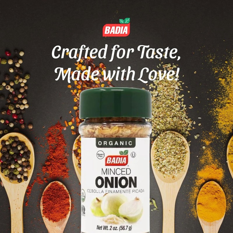 Badia Organic Minced Onion, 2 oz – Dehydrated Onion Flakes