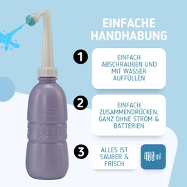 Badimo Butt Shower - Travel Bidet Saves Paper - Mobile Travel Butt Shower - Hygienic Cleaning on the Go - Popo Shower + Lid & Travel Bag