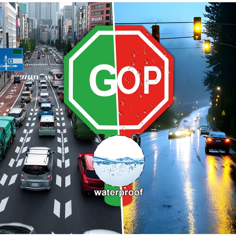 Ouligay Stop and Go Sign with Handle Double Sided Red