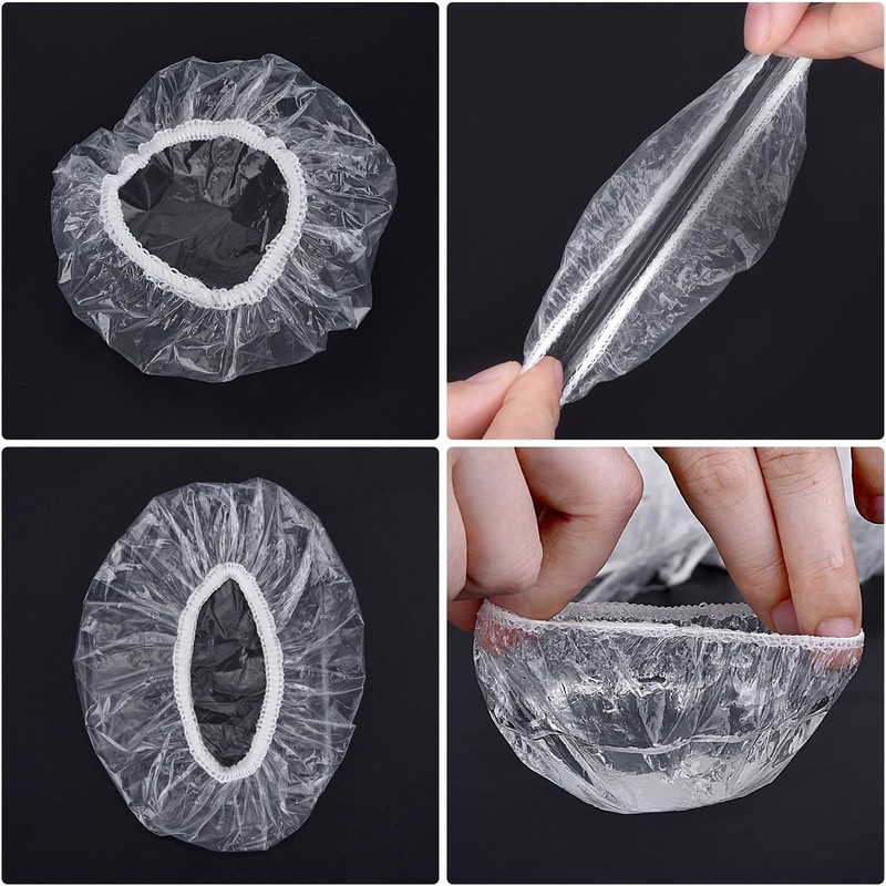 100 Pieces Disposable Ear Covers for Shower Waterproof Clear Plastic