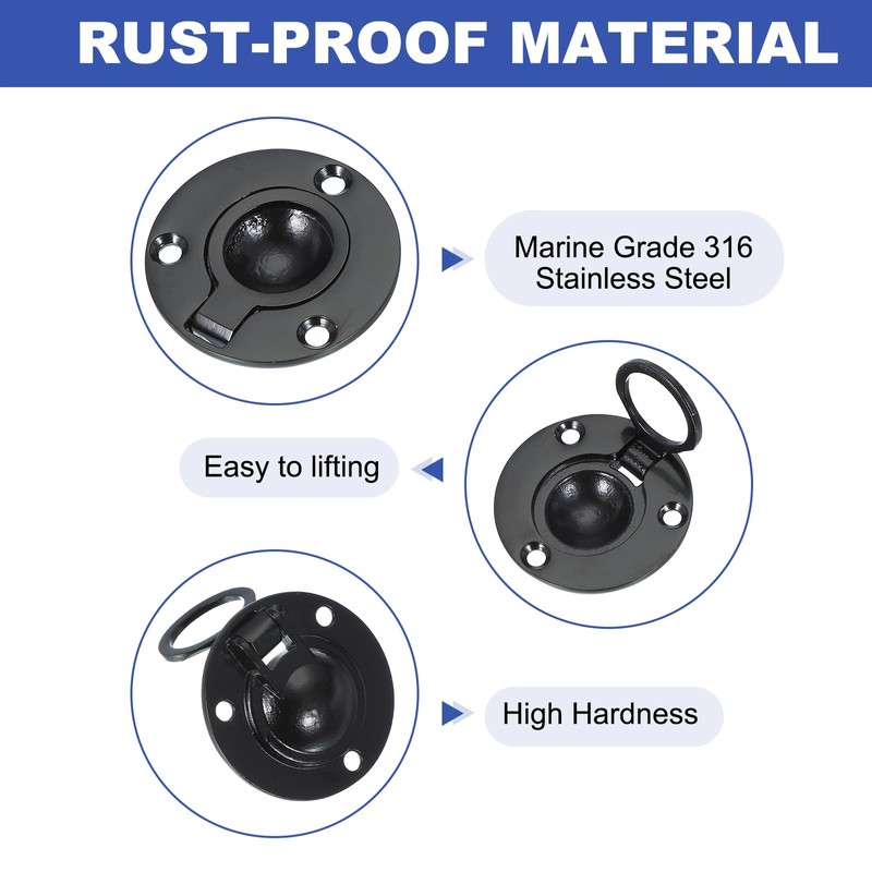 PATIKIL 2" Flush Pull Ring Handles, 316 Stainless Steel Round