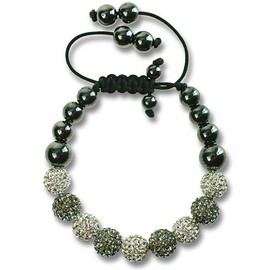 Shamballa Crystal Balls Jewellery Bangle Bracelet, Cord Platted CZ Czech Crystals. Unique & Modern Statement Accessory, Adjustable Cuff Size, Great Gift Idea Her Under £5 by Janeo Jewels