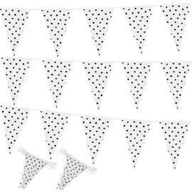 Mindsoft 131 ft Polka Dots Classroom Decor 7.8" x 11.8'' Polka Dots Bunting String Banner Flags Polka Dots Triangle Flag Bunting Garland for School Classroom Decor Outdoor Events Supply, 4 Pcs