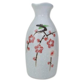 5 Pcs Japanese Porcelain Bamboo Sake Set 1 Bottle &4 cups Snowflake Painted Carafe/House warming/Gift/Birthday Gift/Japanese/Wine Glass/Kitchen/Asian (Sakura)