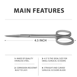 SURGICAL ONLINE Iris Scissors Curved & Straight 4.5" - Precision Cutting for Surgical & Dental Use