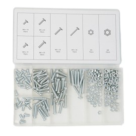 Dapetz® 220 Pcs Hex Bolts and Nuts Set, Steel Machine Bolts & Hex Nuts, Secure Fastening Assortment Kit, Easy to Use Full Thread Bolts Set with Storage Box