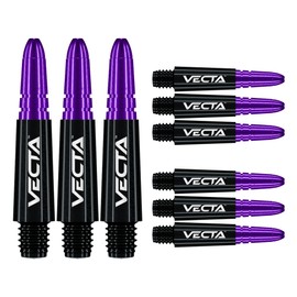 WINMAU Dart Shaft - Vecta Polycarbonate Dart Stems - 1 Set per pack (3 darts Shafts in total) - Professional Darts Accessories - Black and Purple Short Shafts