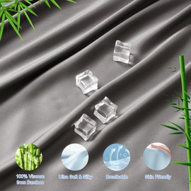 PHF Cooling Fitted Sheet King Size for Hot Sleeper,100% Rayon Derived from Bamboo_, 16" Deep Pocket, 2.5cm Wider Strong Elastic Easy Fit, Breathable Silky Smooth Soft,78"x 80", Grey, No Pillowcases