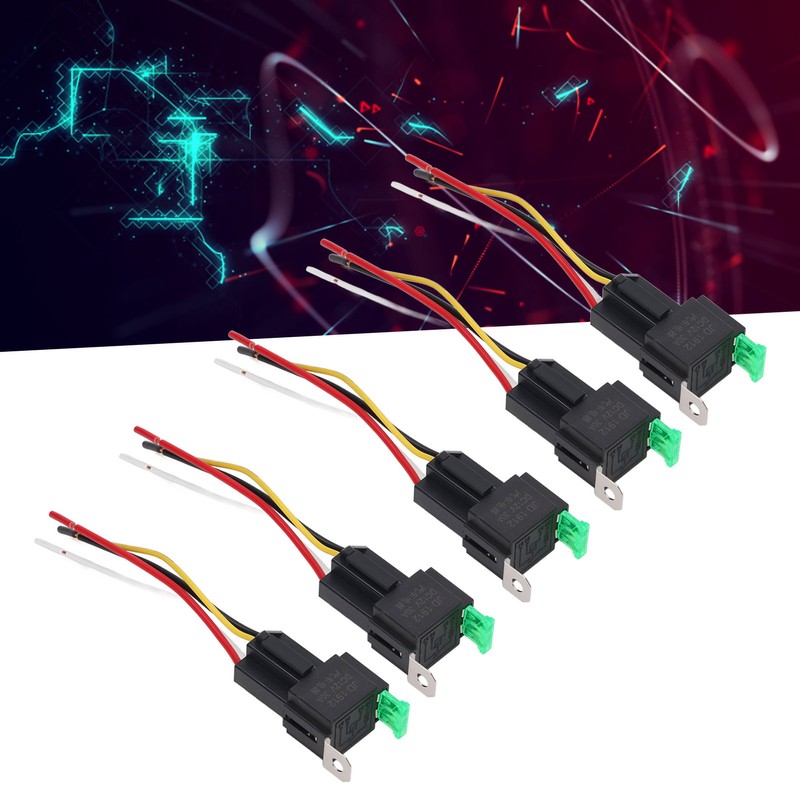 5Pcs Automotive Relay 12V DC 30A 4 Pin 4 Wire