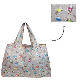 allydrew Large Foldable Tote Nylon Reusable Grocery Bags, 6 Pack, Animals Oh My!