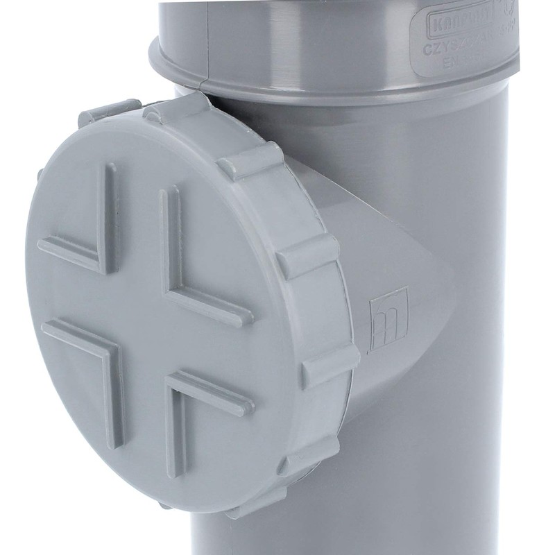 PP cleaning pipe, inspection pipe, diameter DN 75 mm, grey,