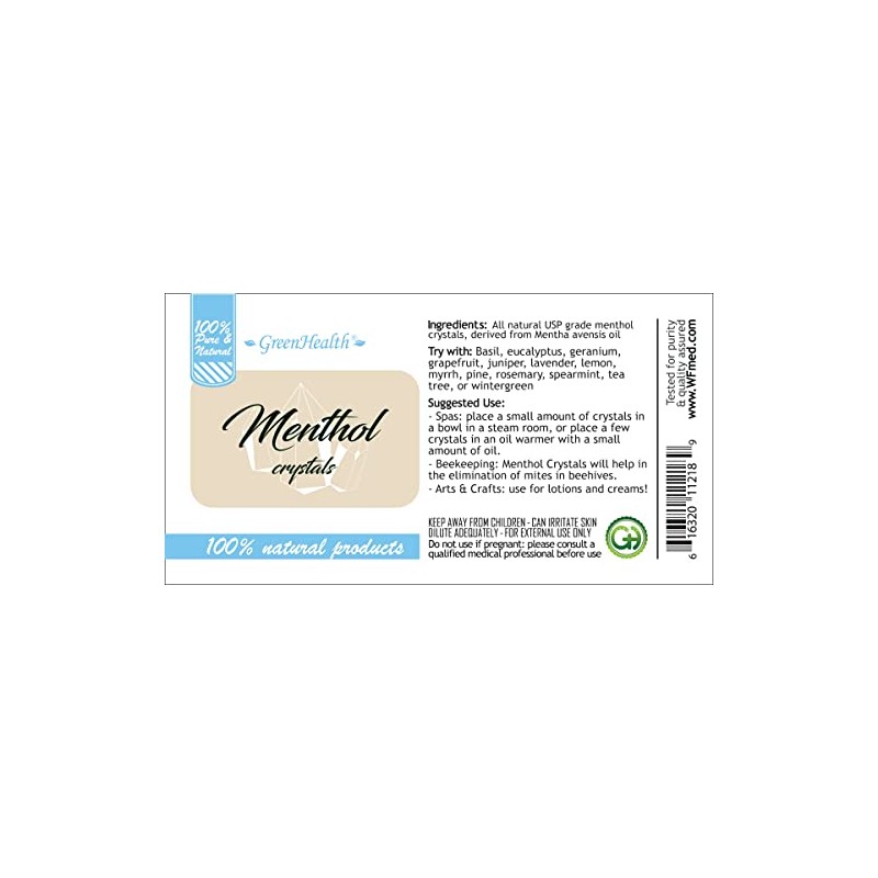 Menthol Crystals - 100% Pure and Natural - 1lb -