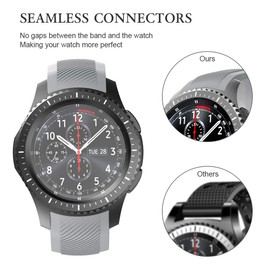 NotoCity Silicone Replacement Band for Gear S3 Frontier/Classic, Galaxy Watch 46mm (Dark Gray, NO Gaps Design, 22mm)
